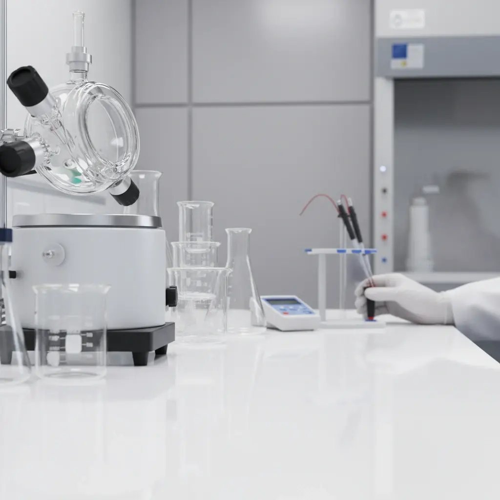 laboratory with a scientist hand