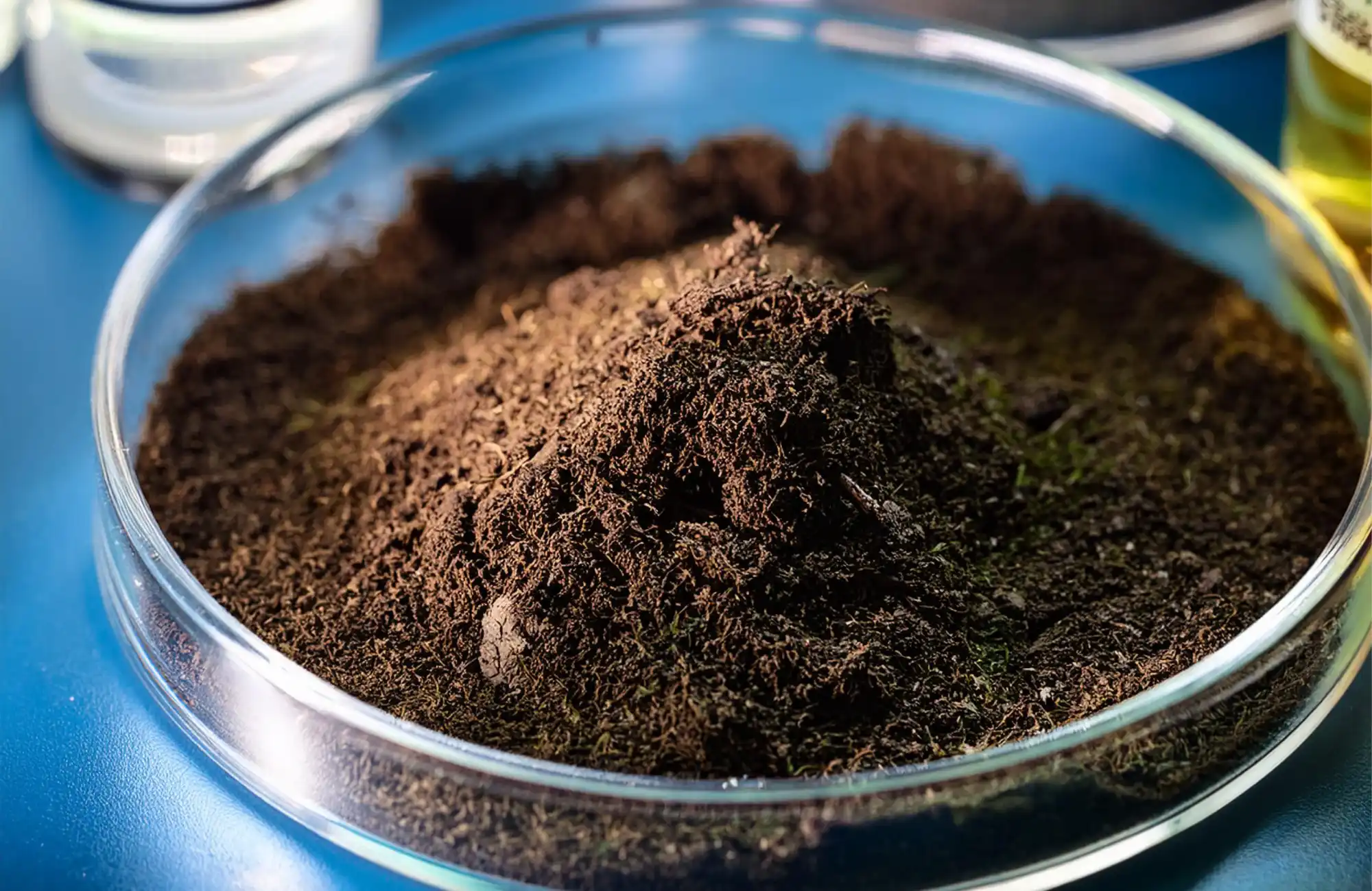 a petri dish with soil